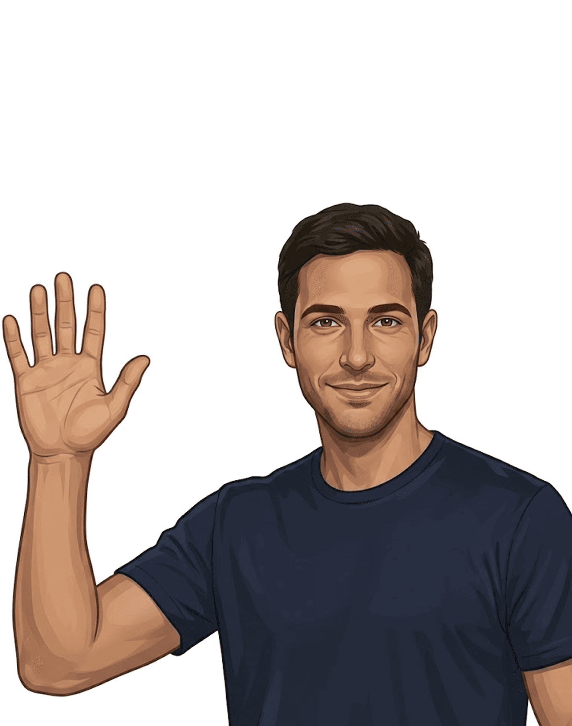 Uri, Hebrew AI tutor, waving